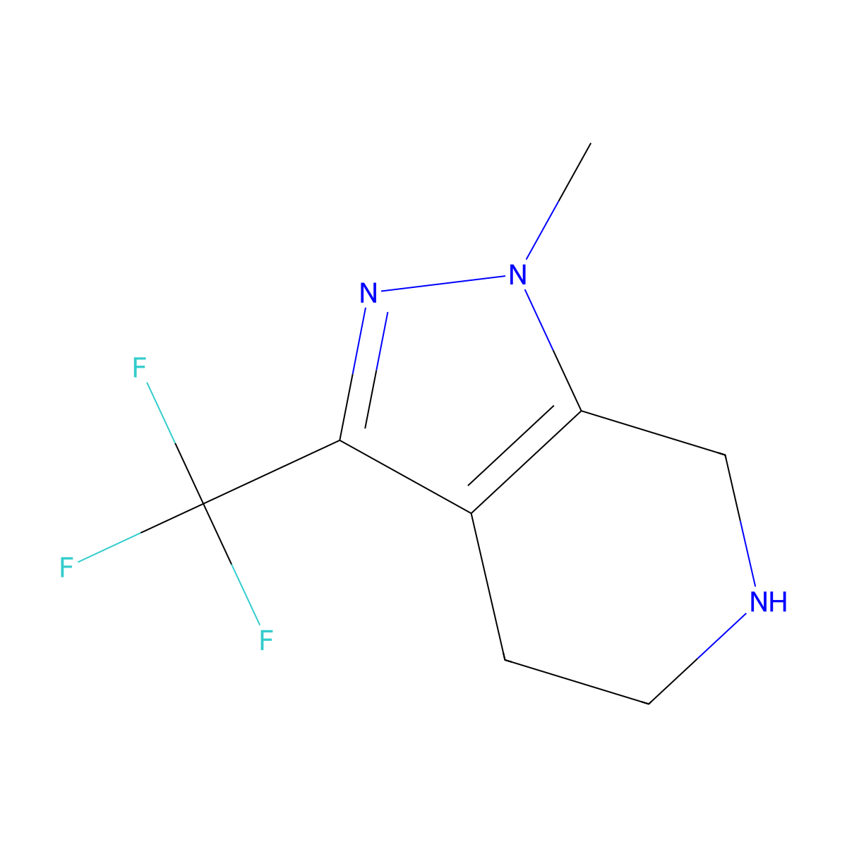 1-Methyl-3-(trifluoromethyl)-4,5,6,7-tetrahydro-1h-pyrazolo[3,4-c]pyridine molecular structure, CAS 794451-98-2