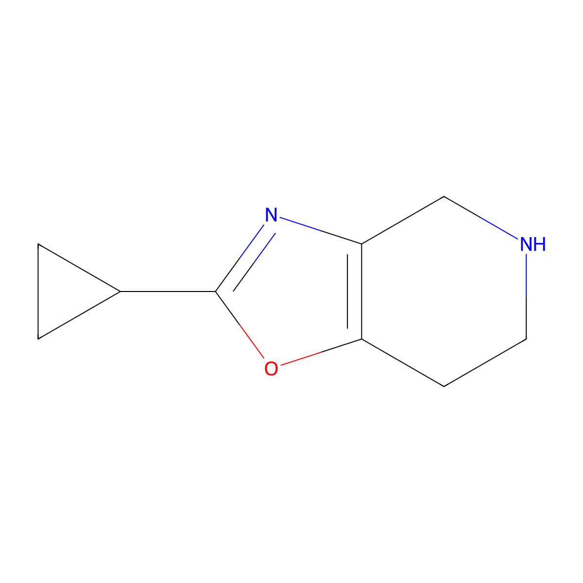 2-Cyclopropyl-4,5,6,7-tetrahydrooxazolo[4,5-C]pyridine molecular structure, CAS 794452-00-9