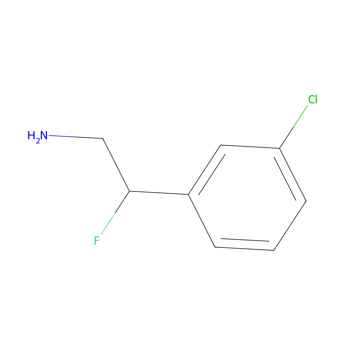 2-(3-Chlorophenyl)-2-fluoroethan-1-amine molecular structure, CAS 794472-15-4