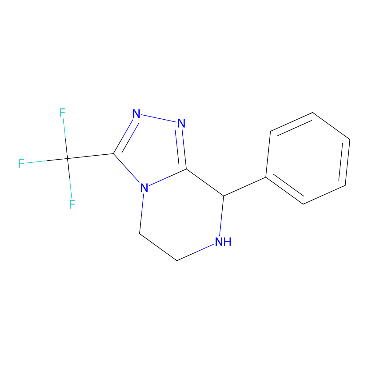 8-Phenyl-3-(trifluoromethyl)-5,6,7,8-tetrahydro-[1,2,4]triazolo[4,3-a]pyrazine molecular structure, CAS 794479-16-6
