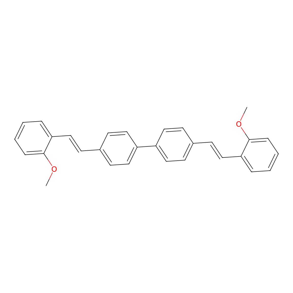 1,1'-Biphenyl, 4,4'-bis[2-(2-methoxyphenyl)ethenyl]- molecular structure, CAS 79448-61-6