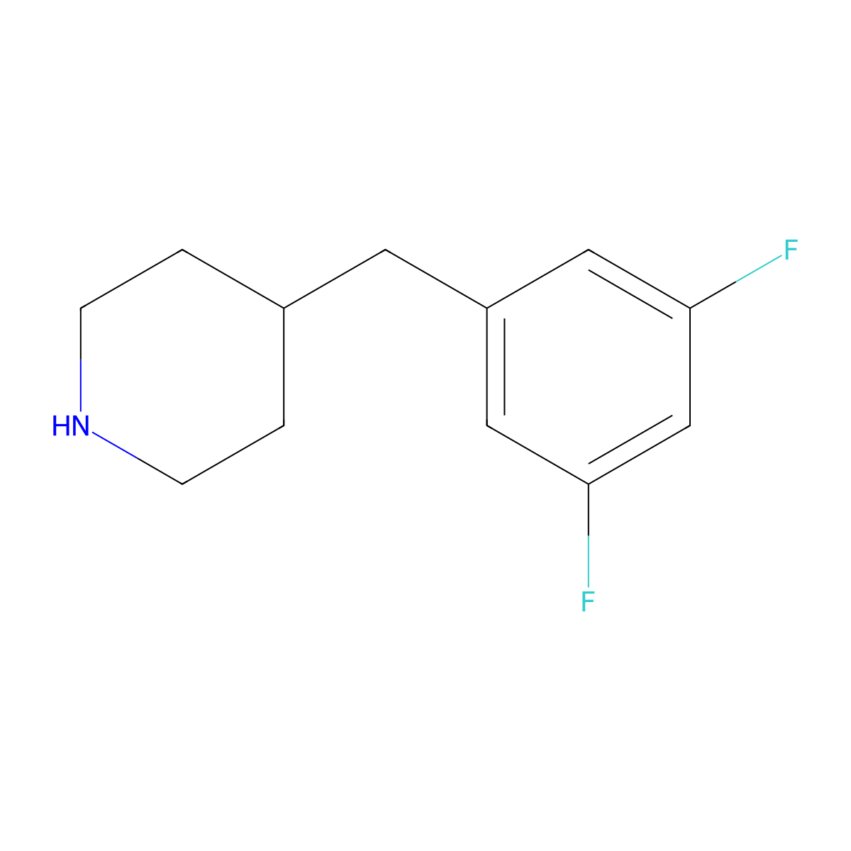 4-[(3,5-Difluorophenyl)methyl]piperidine molecular structure, CAS 794500-98-4