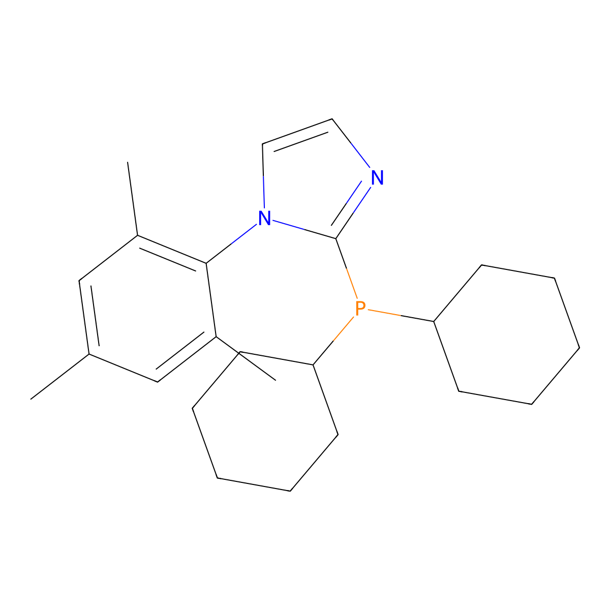2-(Dicyclohexylphosphanyl)-1-(2,4,6-trimethylphenyl)-1H-imidazole molecular structure, CAS 794527-14-3