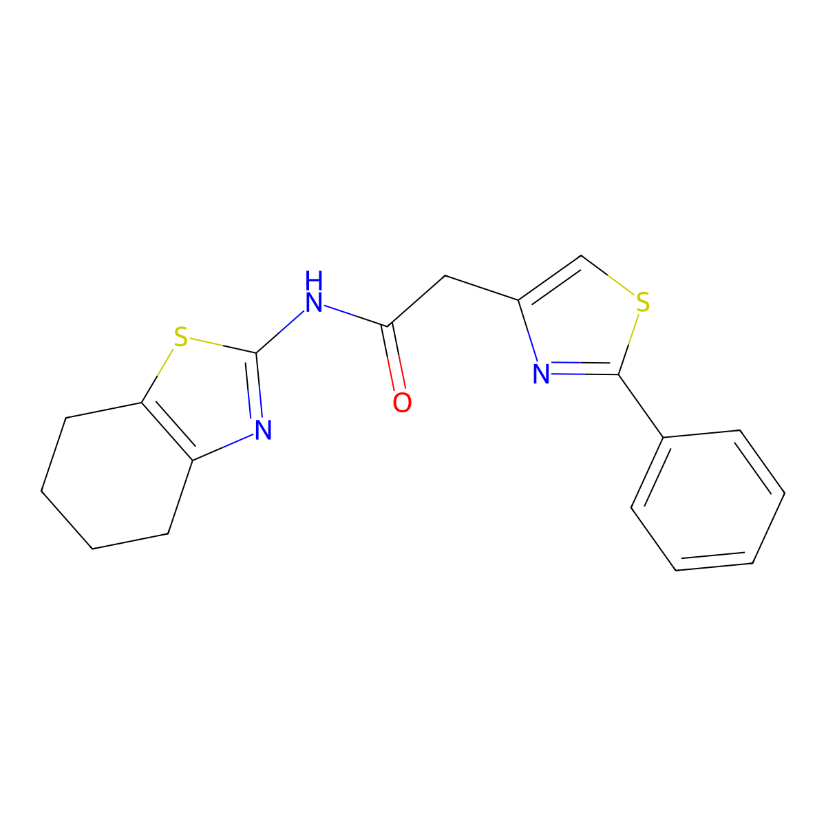 2-(2-phenyl-1,3-thiazol-4-yl)-N-(4,5,6,7-tetrahydro-1,3-benzothiazol-2-yl)acetamide molecular structure, CAS 794538-63-9