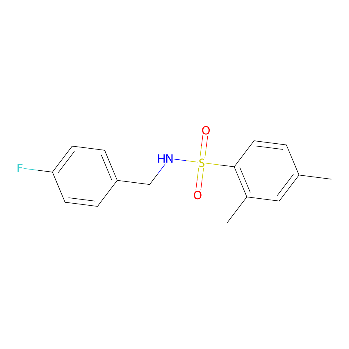 N-(4-fluorobenzyl)-2,4-dimethylbenzenesulfonamide molecular structure, CAS 794538-95-7