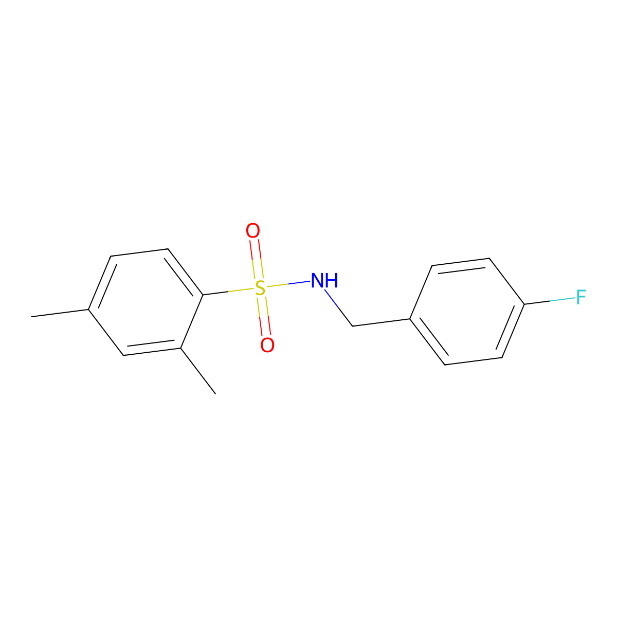 N-(4-fluorobenzyl)-2,4-dimethylbenzenesulfonamide molecular structure, CAS 794538-95-7