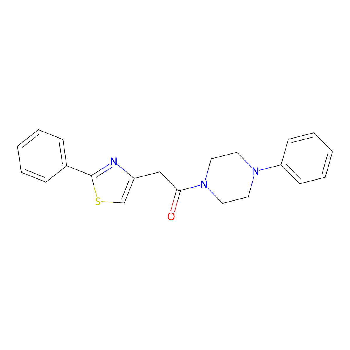 1-(4-Phenylpiperazin-1-yl)-2-(2-phenyl-1,3-thiazol-4-yl)ethanone molecular structure, CAS 794540-04-8