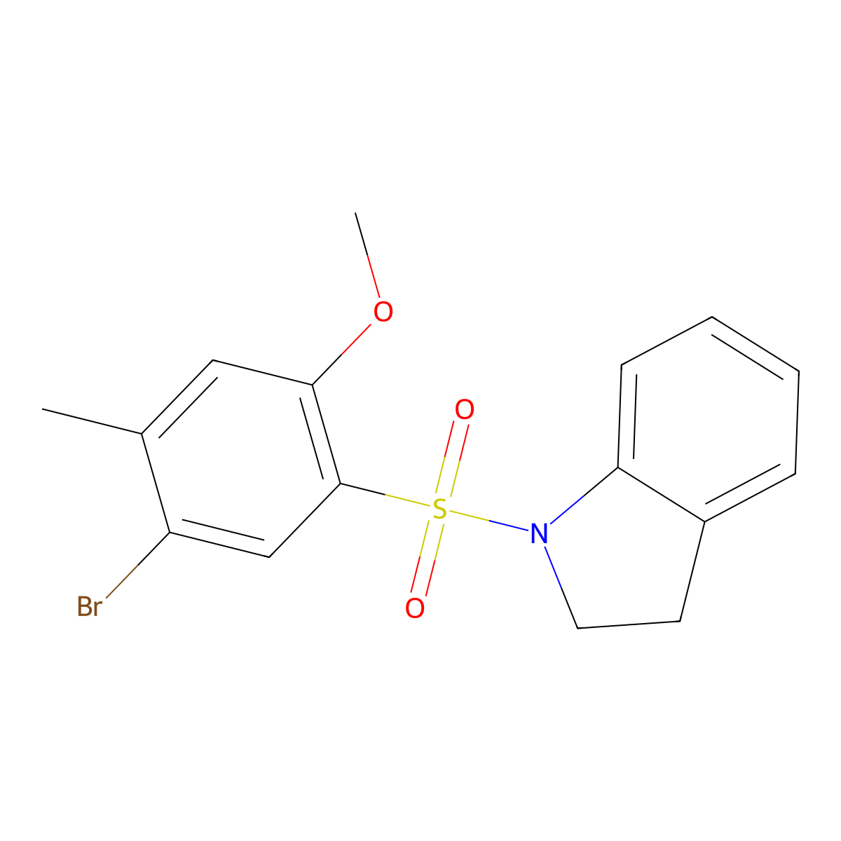 5-Bromo-1-(indolinylsulfonyl)-2-methoxy-4-methylbenzene molecular structure, CAS 794548-02-0