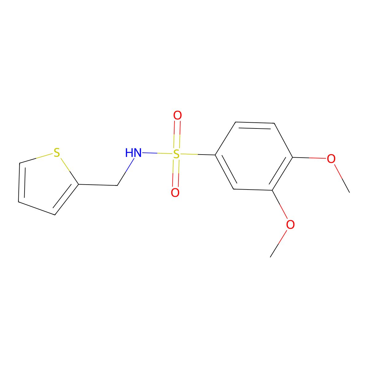 3,4-dimethoxy-N-(2-thienylmethyl)benzenesulfonamide molecular structure, CAS 794548-06-4