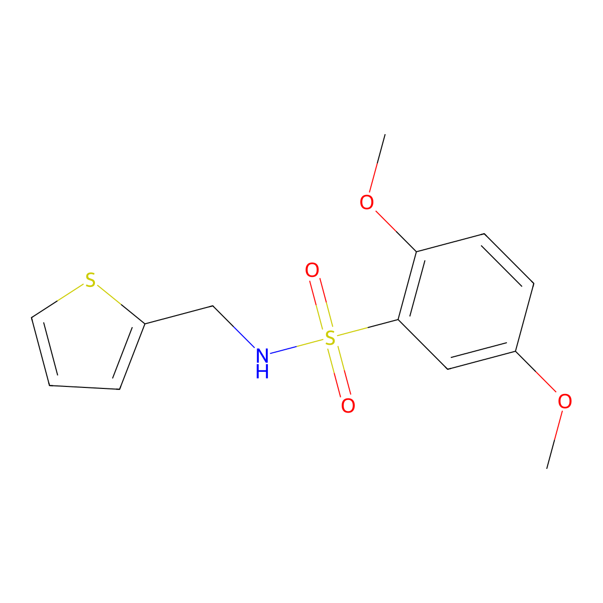 2,5-dimethoxy-N-(2-thienylmethyl)benzenesulfonamide molecular structure, CAS 794548-07-5