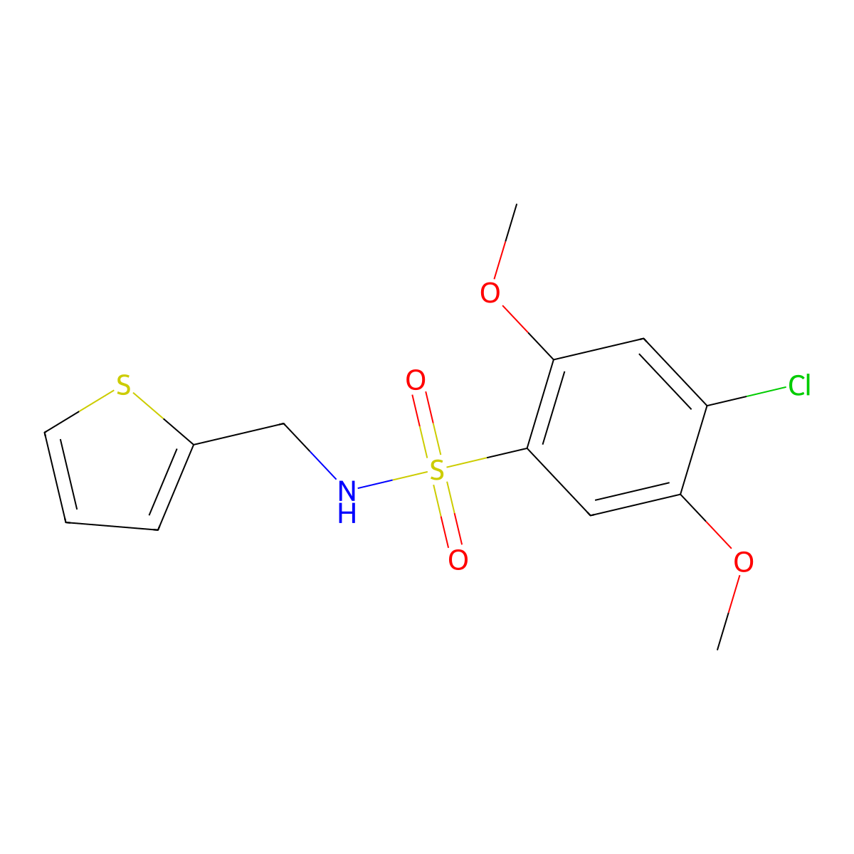 4-chloro-2,5-dimethoxy-N-(2-thienylmethyl)benzenesulfonamide molecular structure, CAS 794548-08-6