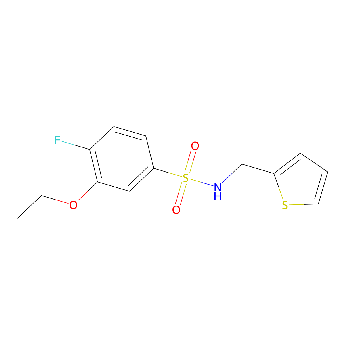3-ethoxy-4-fluoro-N-(2-thienylmethyl)benzenesulfonamide molecular structure, CAS 794548-09-7