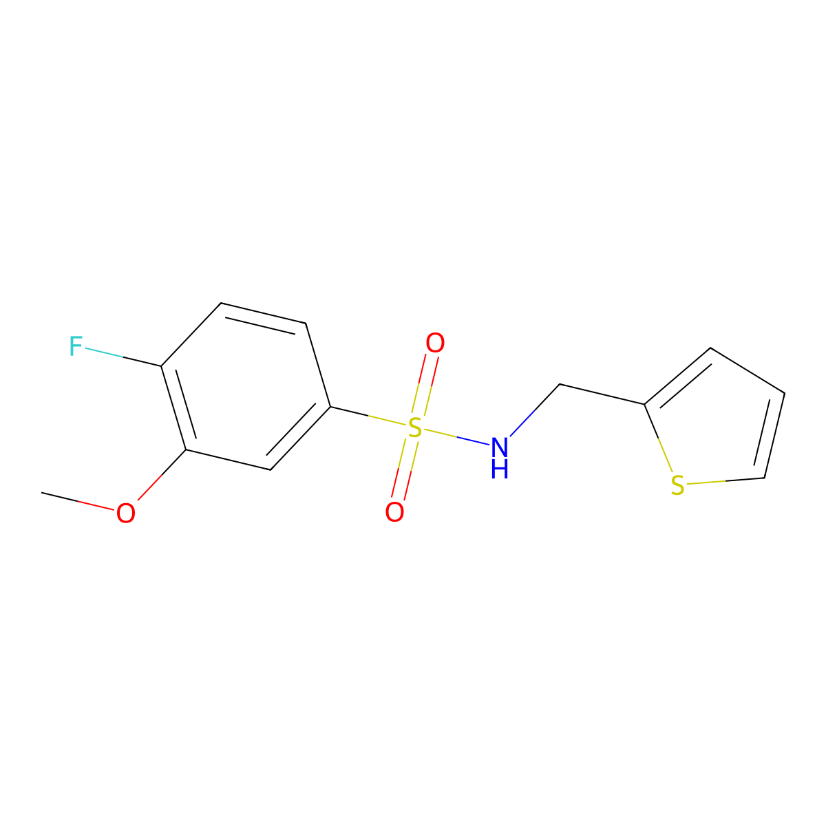 4-fluoro-3-methoxy-N-(2-thienylmethyl)benzenesulfonamide molecular structure, CAS 794548-10-0