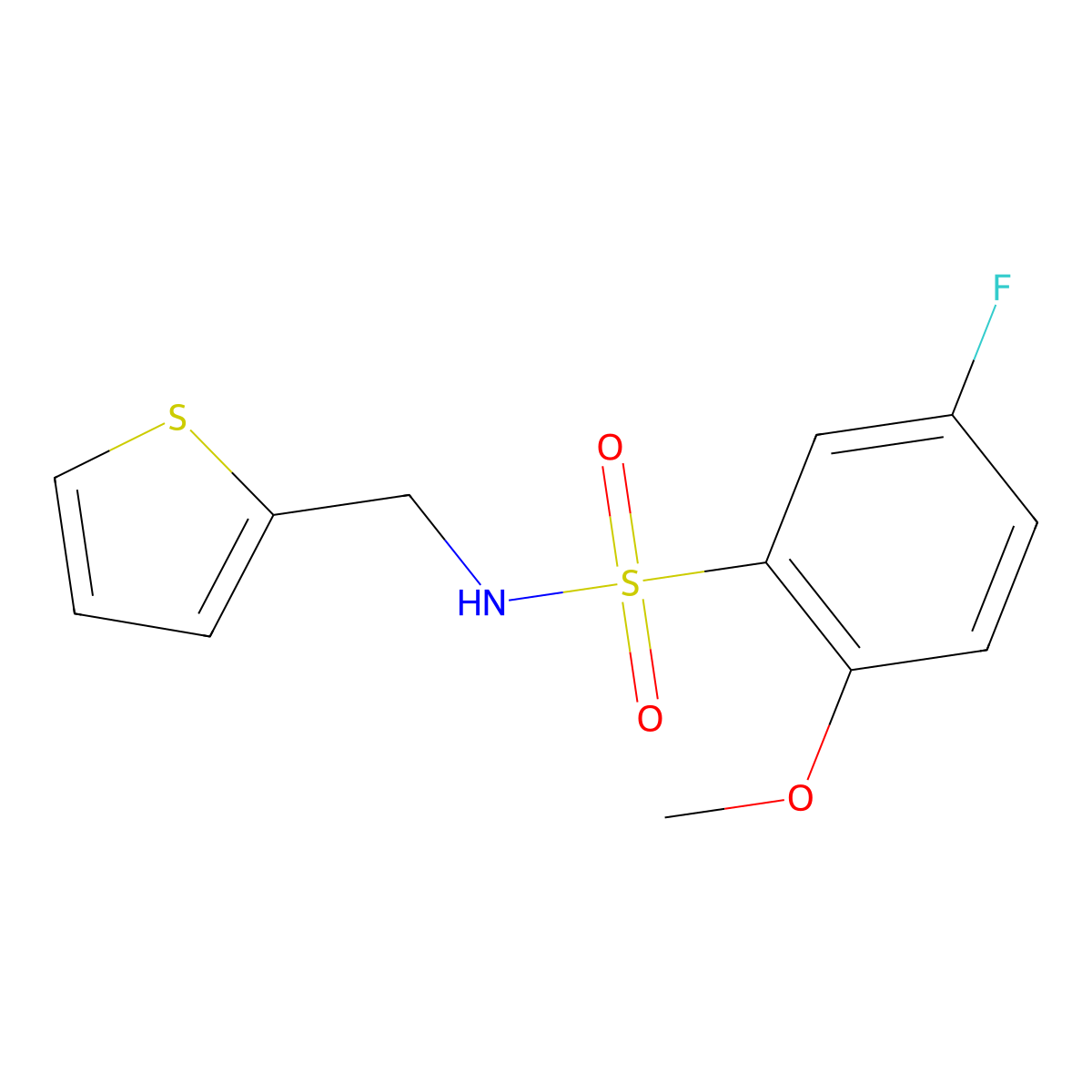 5-fluoro-2-methoxy-N-(2-thienylmethyl)benzenesulfonamide molecular structure, CAS 794548-11-1