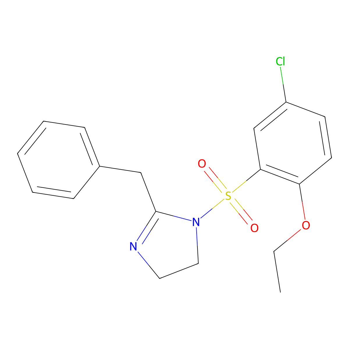 2-benzyl-1-(5-chloro-2-ethoxybenzenesulfonyl)-4,5-dihydro-1H-imidazole molecular structure, CAS 794548-13-3
