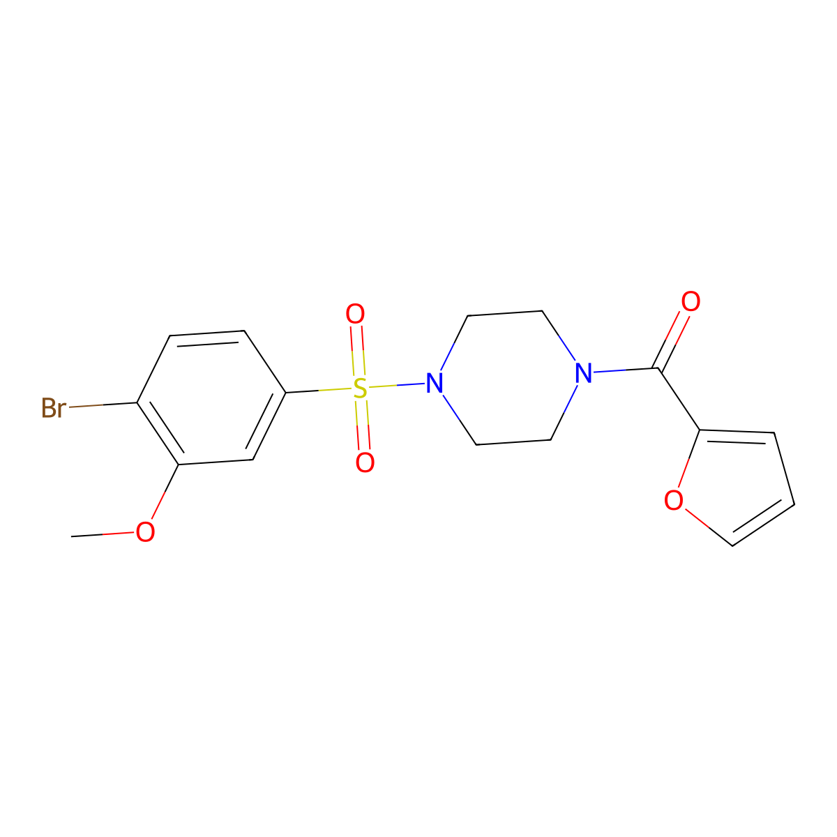 (4-((4-Bromo-3-methoxyphenyl)sulfonyl)piperazin-1-yl)(furan-2-yl)methanone molecular structure, CAS 794548-16-6