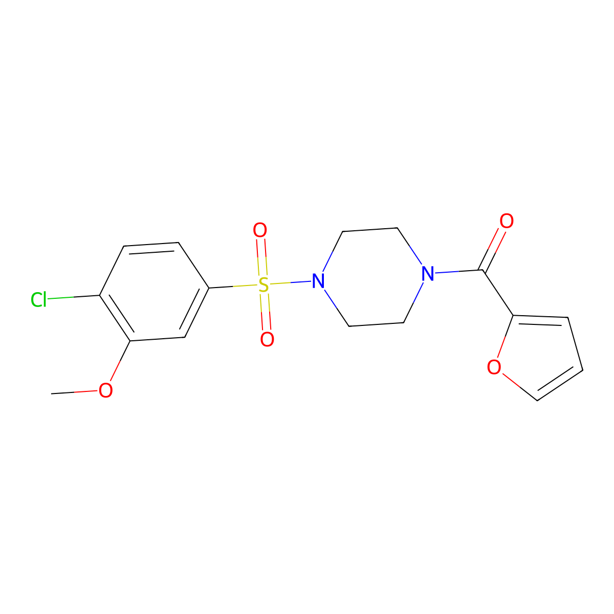 [4-(4-Chloro-3-methoxy-benzenesulfonyl)-piperazin-1-yl]-furan-2-yl-methanone molecular structure, CAS 794548-17-7