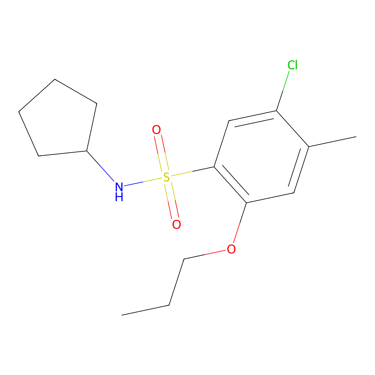 5-chloro-N-cyclopentyl-4-methyl-2-propoxybenzenesulfonamide molecular structure, CAS 794548-27-9