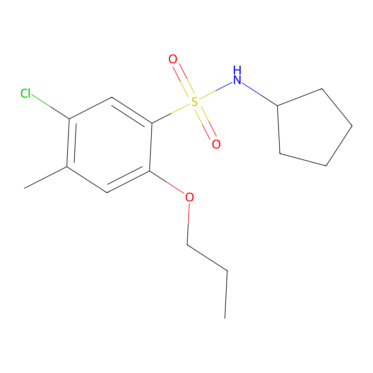 5-chloro-N-cyclopentyl-4-methyl-2-propoxybenzenesulfonamide molecular structure, CAS 794548-27-9