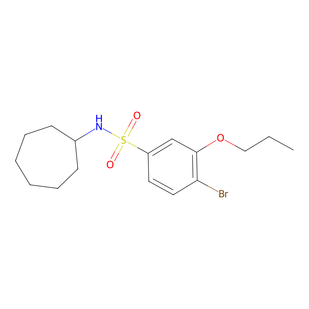 4-bromo-N-cycloheptyl-3-propoxybenzenesulfonamide molecular structure, CAS 794548-29-1