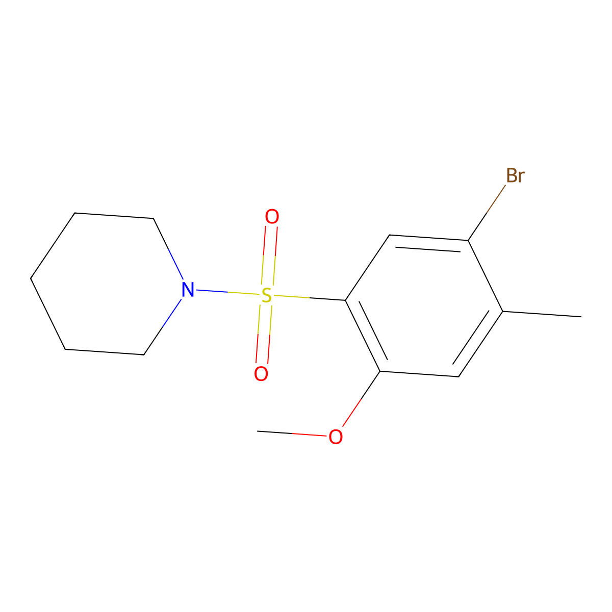 1-(5-Bromo-2-methoxy-4-methylphenyl)sulfonylpiperidine molecular structure, CAS 794548-38-2
