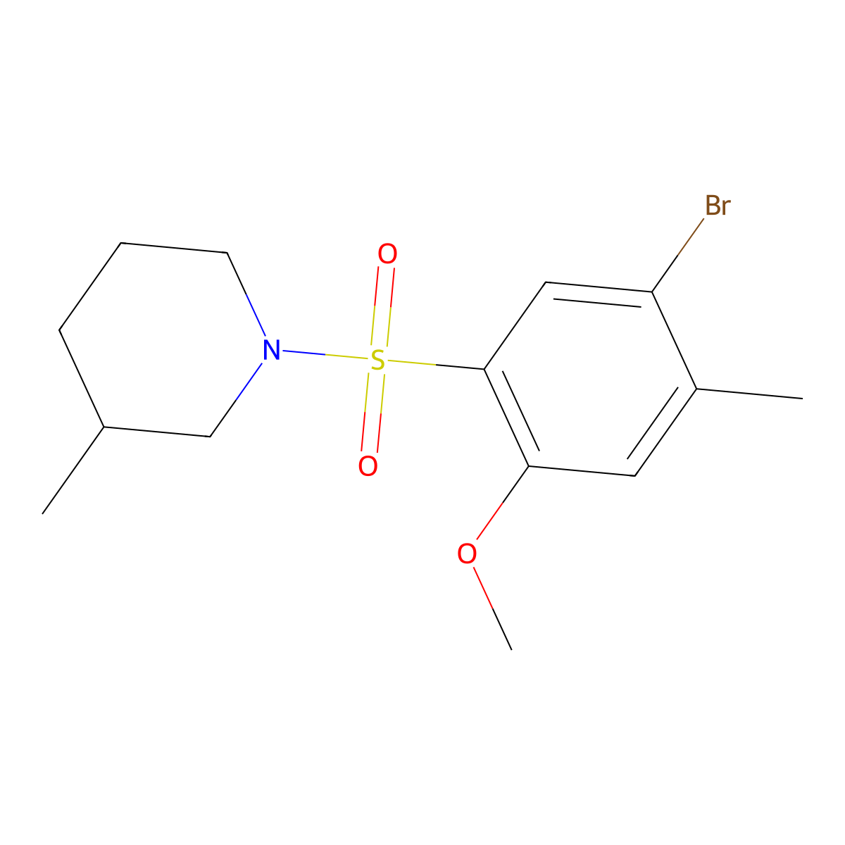 1-(5-Bromo-2-methoxy-4-methylbenzenesulfonyl)-3-methylpiperidine molecular structure, CAS 794548-39-3