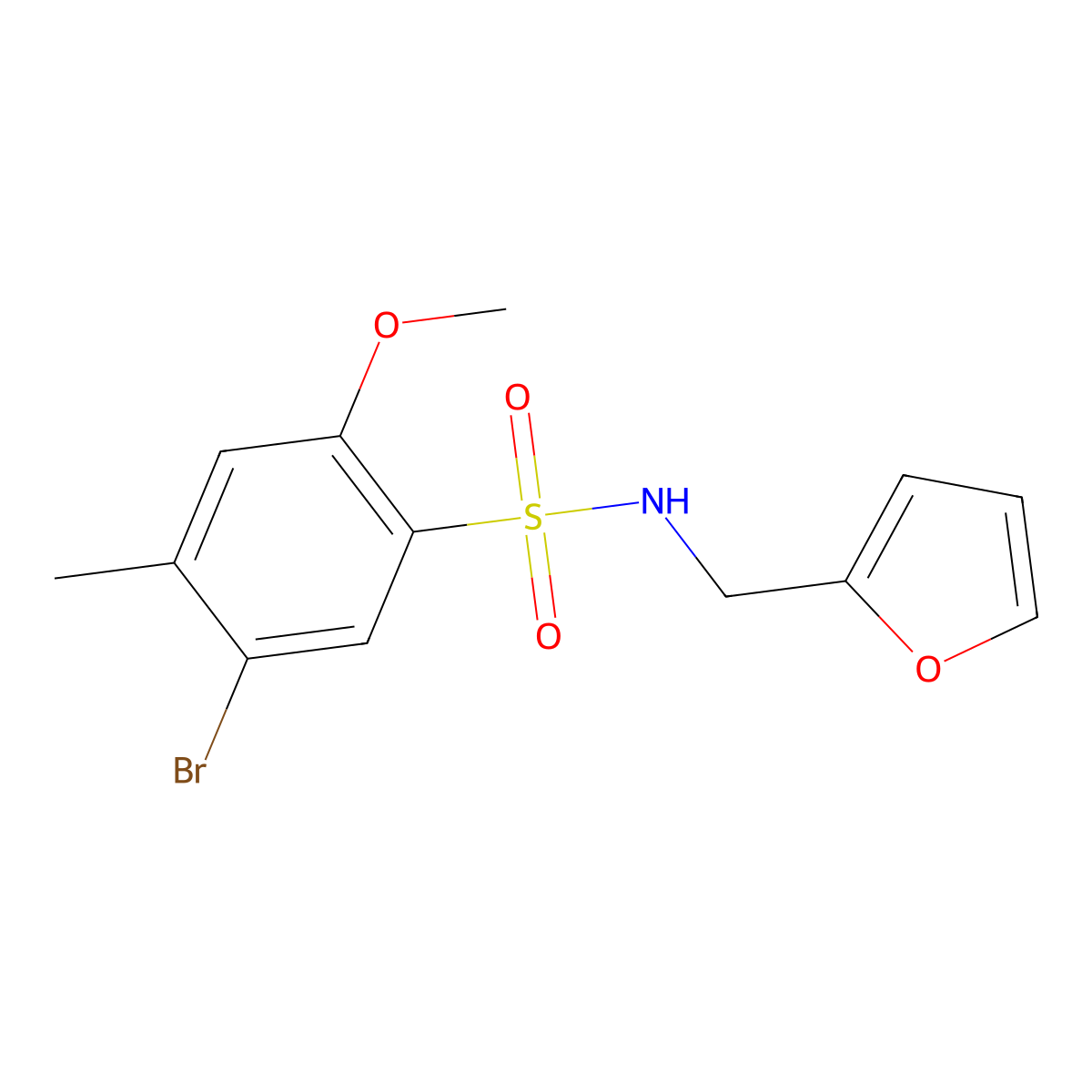 5-bromo-N-(2-furylmethyl)-2-methoxy-4-methylbenzenesulfonamide molecular structure, CAS 794548-46-2