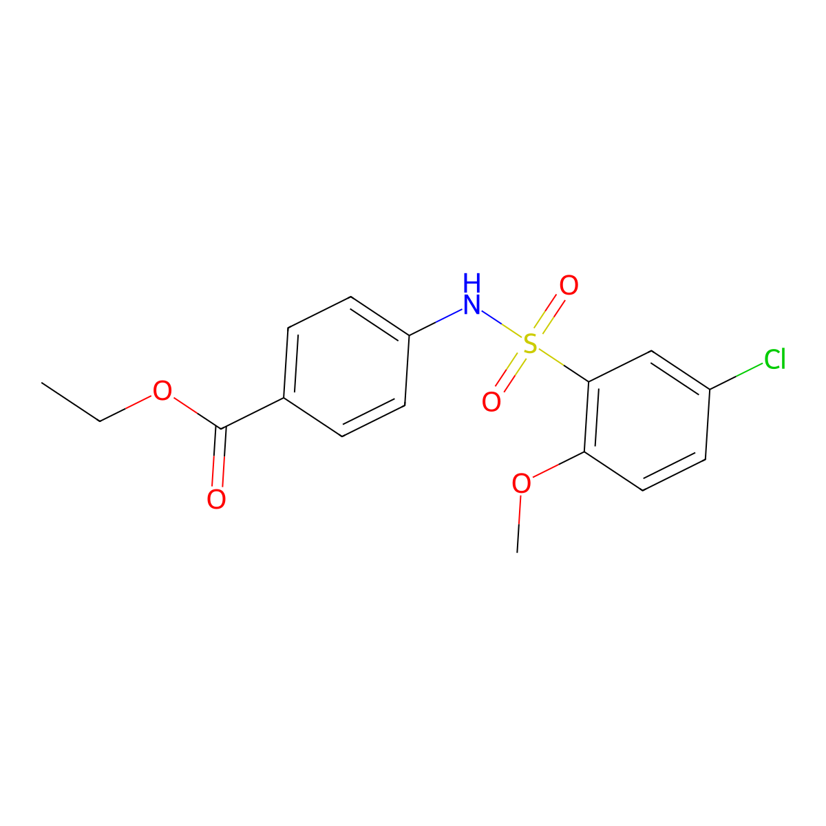Ethyl 4-{[(5-chloro-2-methoxyphenyl)sulfonyl]amino}benzoate molecular structure, CAS 794548-47-3