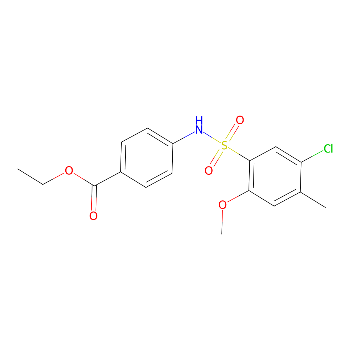 Ethyl 4-{[(5-chloro-2-methoxy-4-methylphenyl)sulfonyl]amino}benzoate molecular structure, CAS 794548-50-8