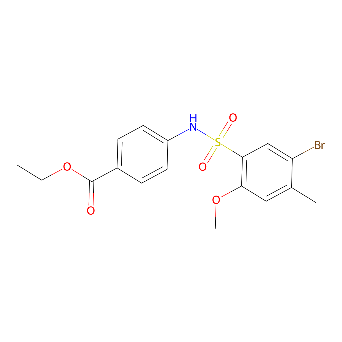 Ethyl 4-[(5-bromo-2-methoxy-4-methylphenyl)sulfonylamino]benzoate molecular structure, CAS 794548-51-9