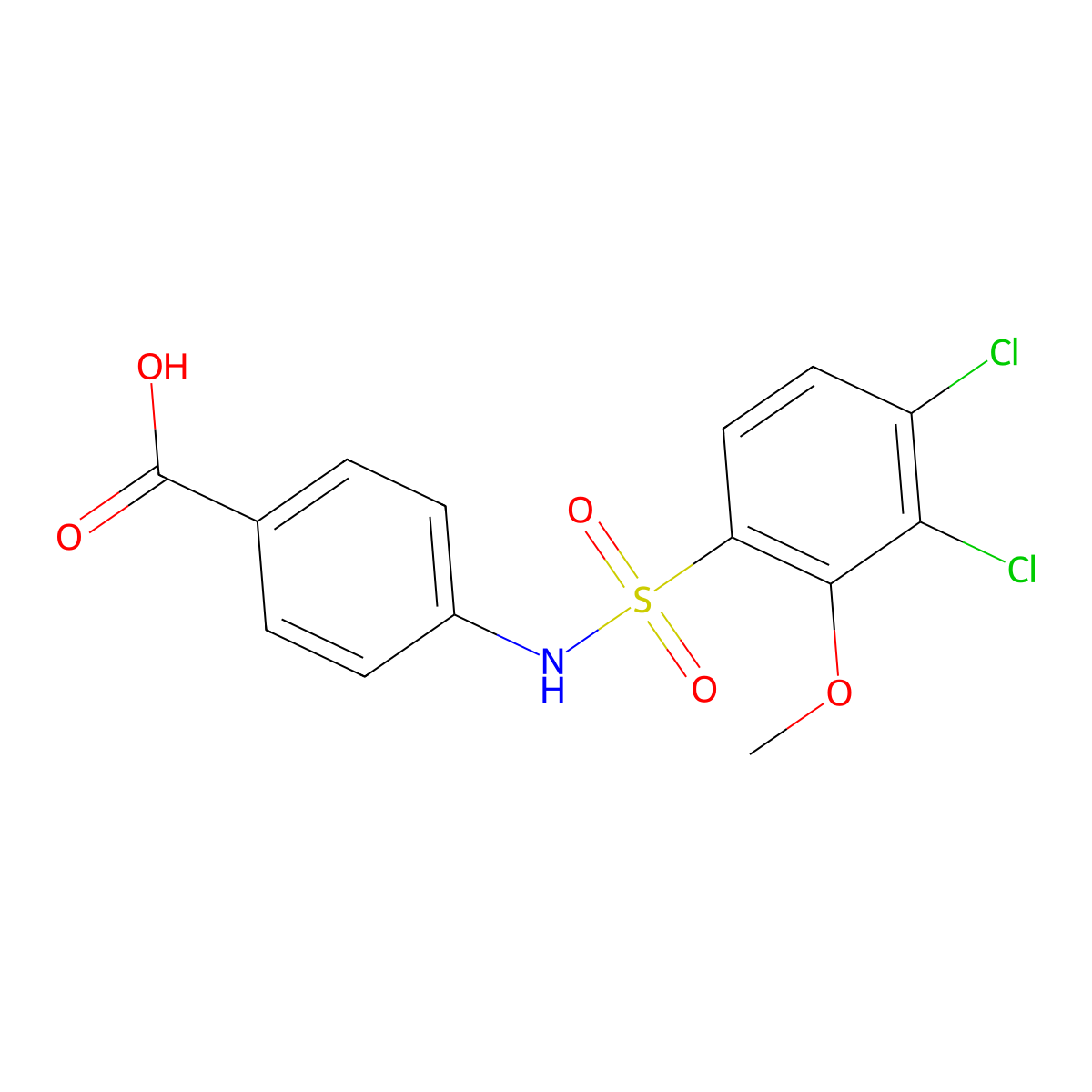 4-(3,4-Dichloro-2-methoxybenzenesulfonamido)benzoic acid molecular structure, CAS 794548-54-2