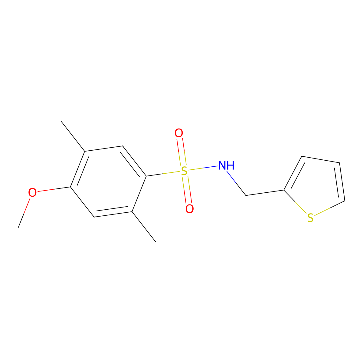 4-methoxy-2,5-dimethyl-N-(2-thienylmethyl)benzenesulfonamide molecular structure, CAS 794548-58-6