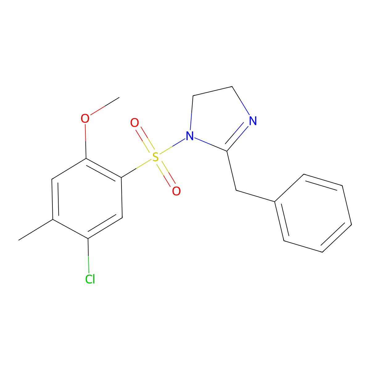 2-benzyl-1-(5-chloro-2-methoxy-4-methylbenzenesulfonyl)-4,5-dihydro-1H-imidazole molecular structure, CAS 794548-60-0