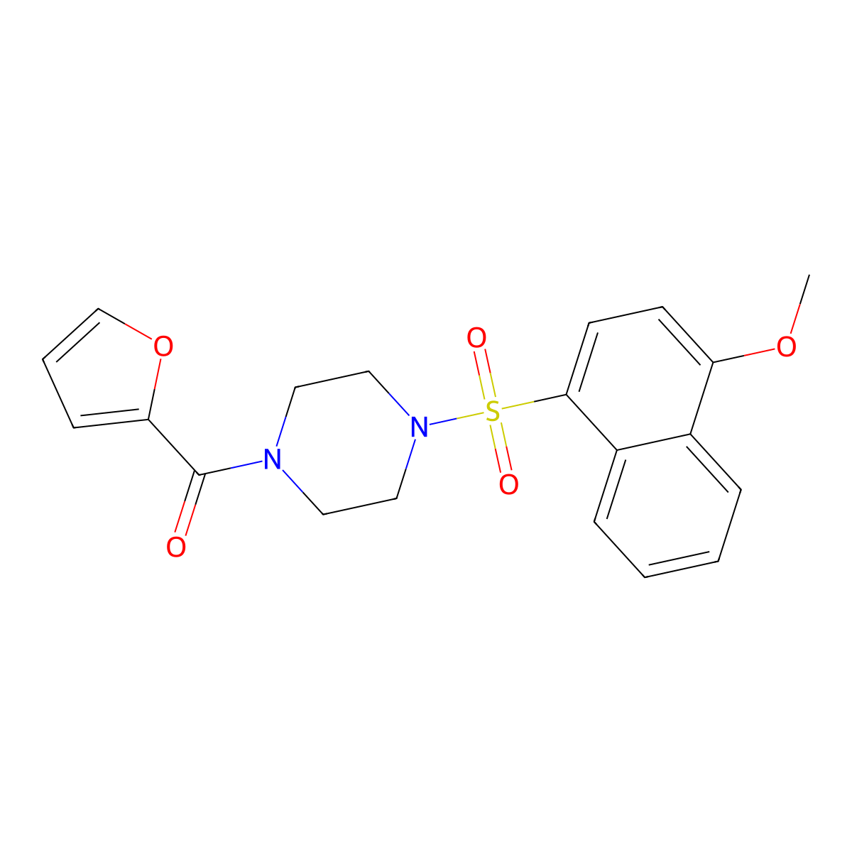 Furan-2-yl-[4-(4-methoxynaphthalen-1-yl)sulfonylpiperazin-1-yl]methanone molecular structure, CAS 794548-61-1