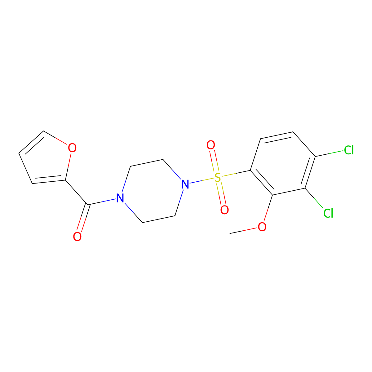 4-[(3,4-Dichloro-2-methoxyphenyl)sulfonyl]piperazinyl 2-furyl ketone molecular structure, CAS 794548-64-4