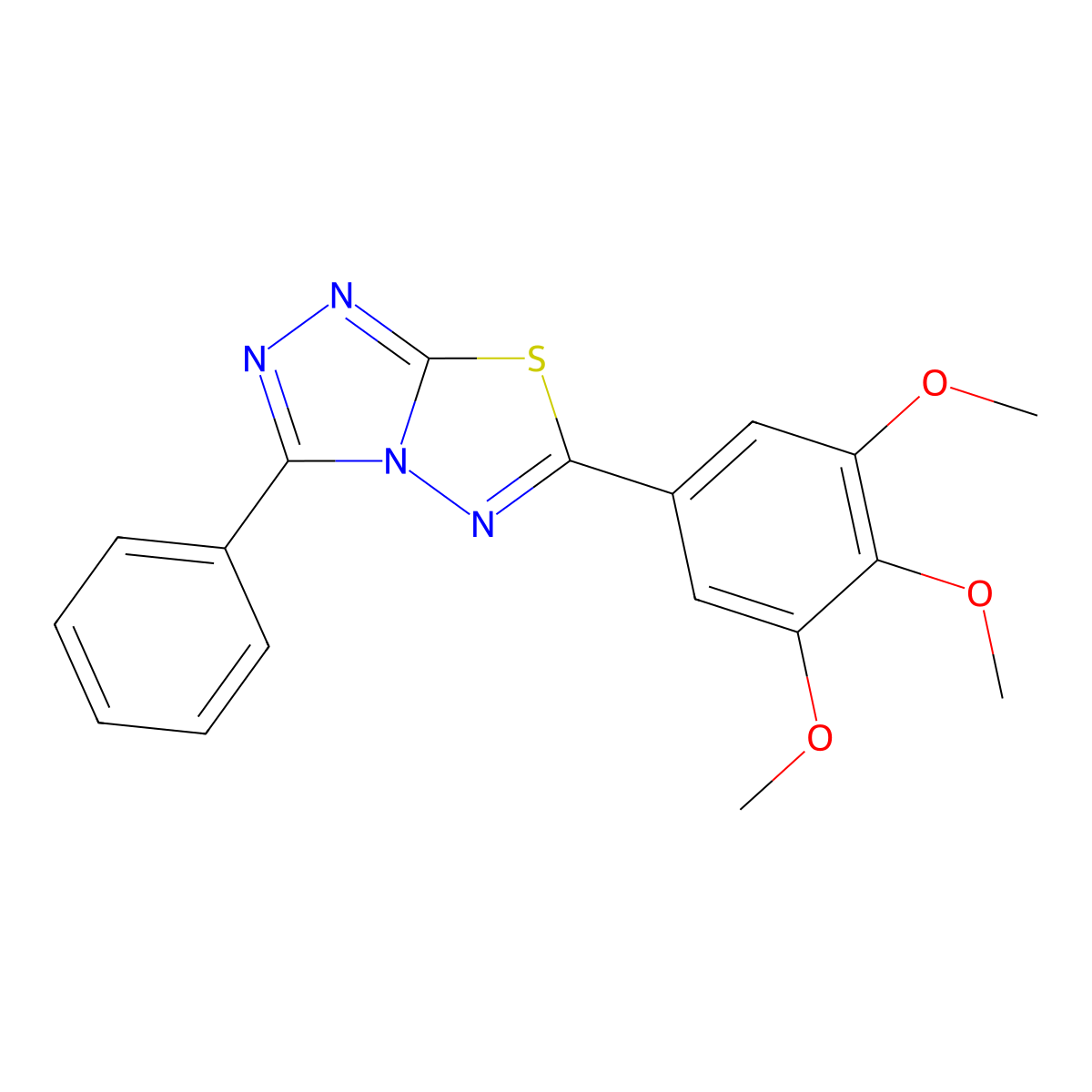 3-Phenyl-6-(3,4,5-trimethoxyphenyl)-[1,2,4]triazolo[3,4-b][1,3,4]thiadiazole molecular structure, CAS 794548-77-9