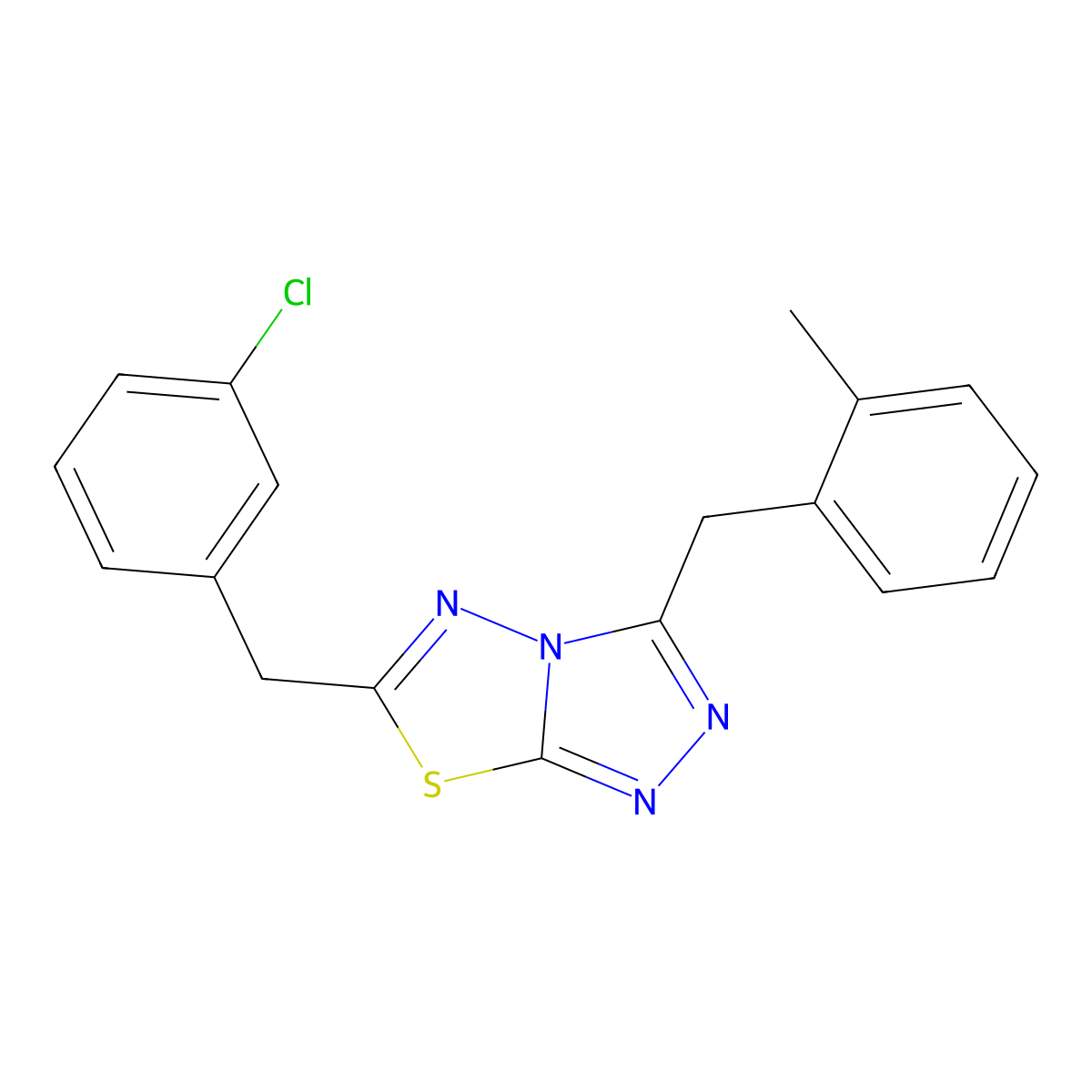 6-(3-Chlorobenzyl)-3-(2-methylbenzyl)[1,2,4]triazolo[3,4-b][1,3,4]thiadiazole molecular structure, CAS 794548-83-7