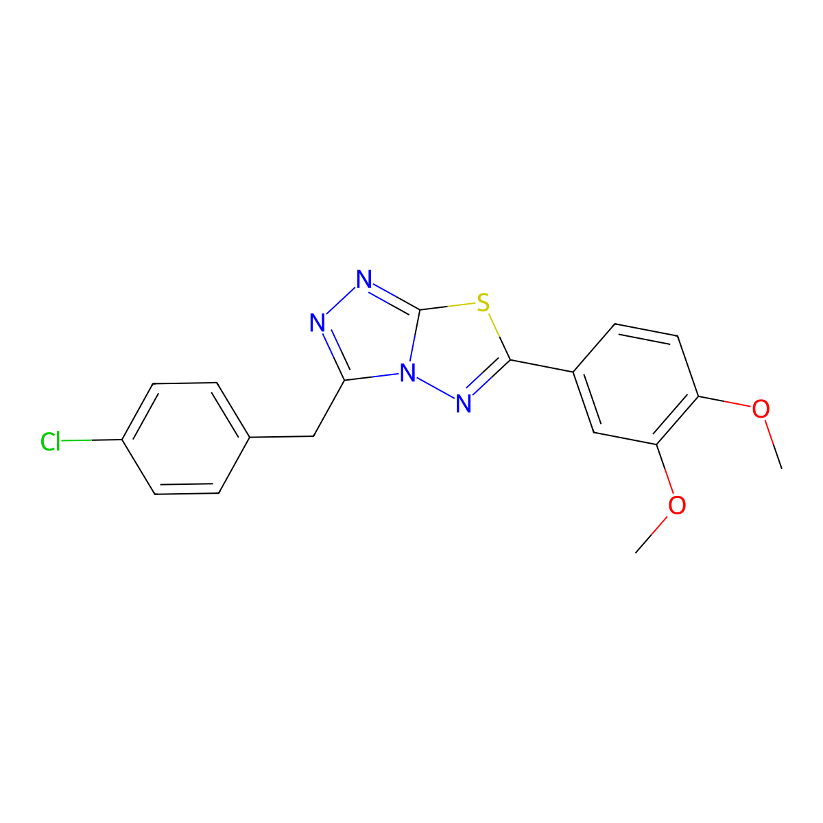 3-[(4-Chlorophenyl)methyl]-6-(3,4-dimethoxyphenyl)-[1,2,4]triazolo[3,4-b][1,3,4]thiadiazole molecular structure, CAS 794549-94-3