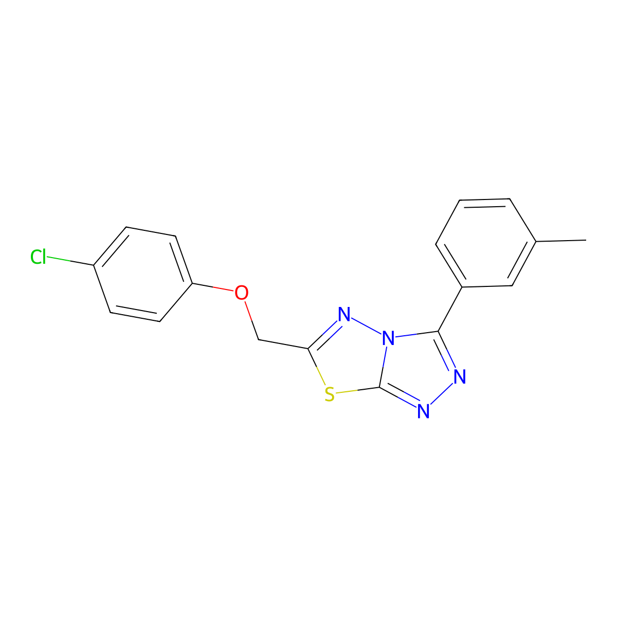 6-[(4-Chlorophenoxy)methyl]-3-(3-methylphenyl)[1,2,4]triazolo[3,4-b][1,3,4]thiadiazole molecular structure, CAS 794550-29-1