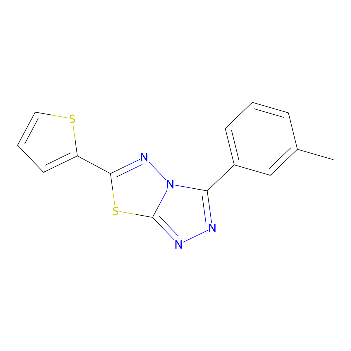 3-(3-Methylphenyl)-6-thiophen-2-yl-[1,2,4]triazolo[3,4-b][1,3,4]thiadiazole molecular structure, CAS 794550-35-9