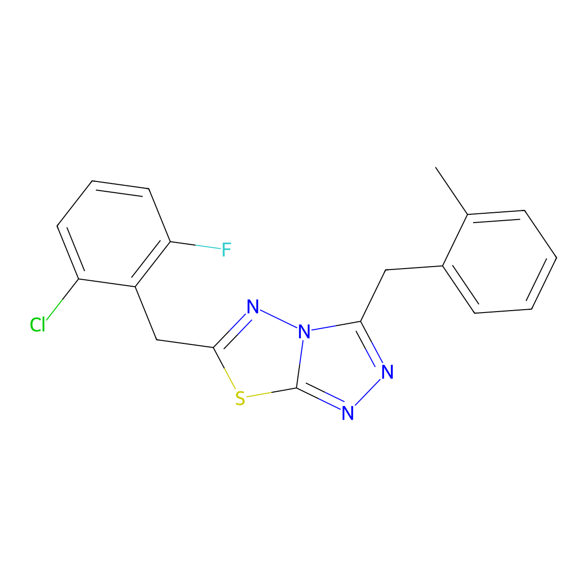 6-(2-Chloro-6-fluorobenzyl)-3-(2-methylbenzyl)[1,2,4]triazolo[3,4-b][1,3,4]thiadiazole molecular structure, CAS 794550-60-0