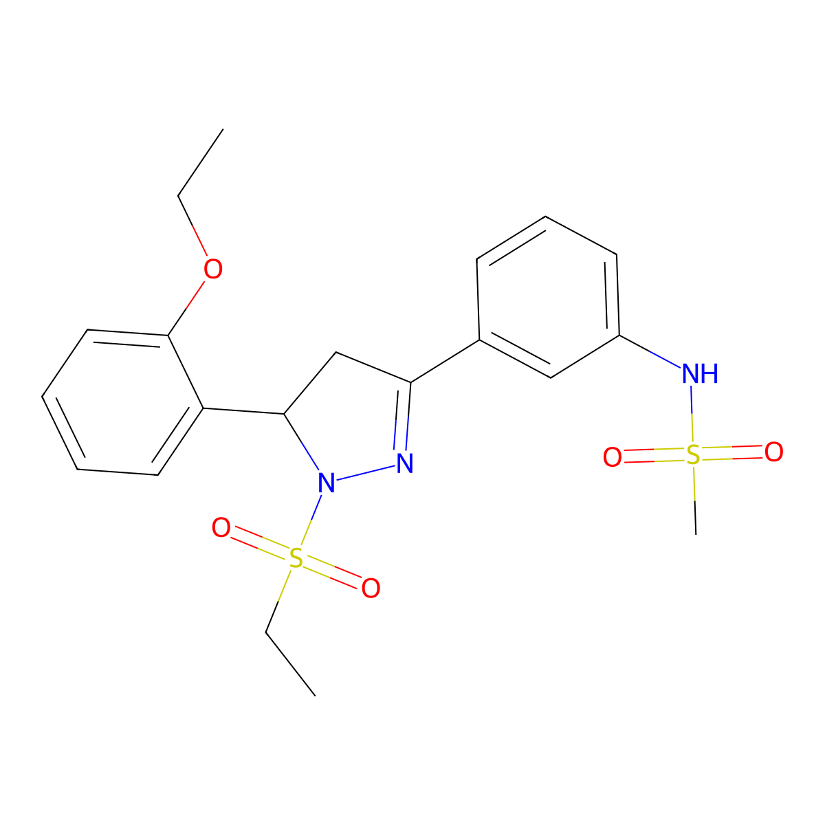 N-(3-(5-(2-ethoxyphenyl)-1-(ethylsulfonyl)-4,5-dihydro-1H-pyrazol-3-yl)phenyl)methanesulfonamide molecular structure, CAS 794550-71-3