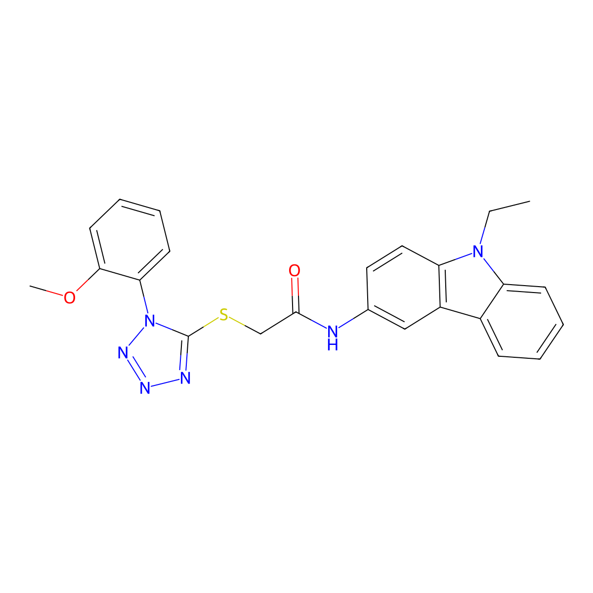 N-(9-ethylcarbazol-3-yl)-2-[1-(2-methoxyphenyl)tetrazol-5-yl]sulfanylacetamide molecular structure, CAS 794551-17-0