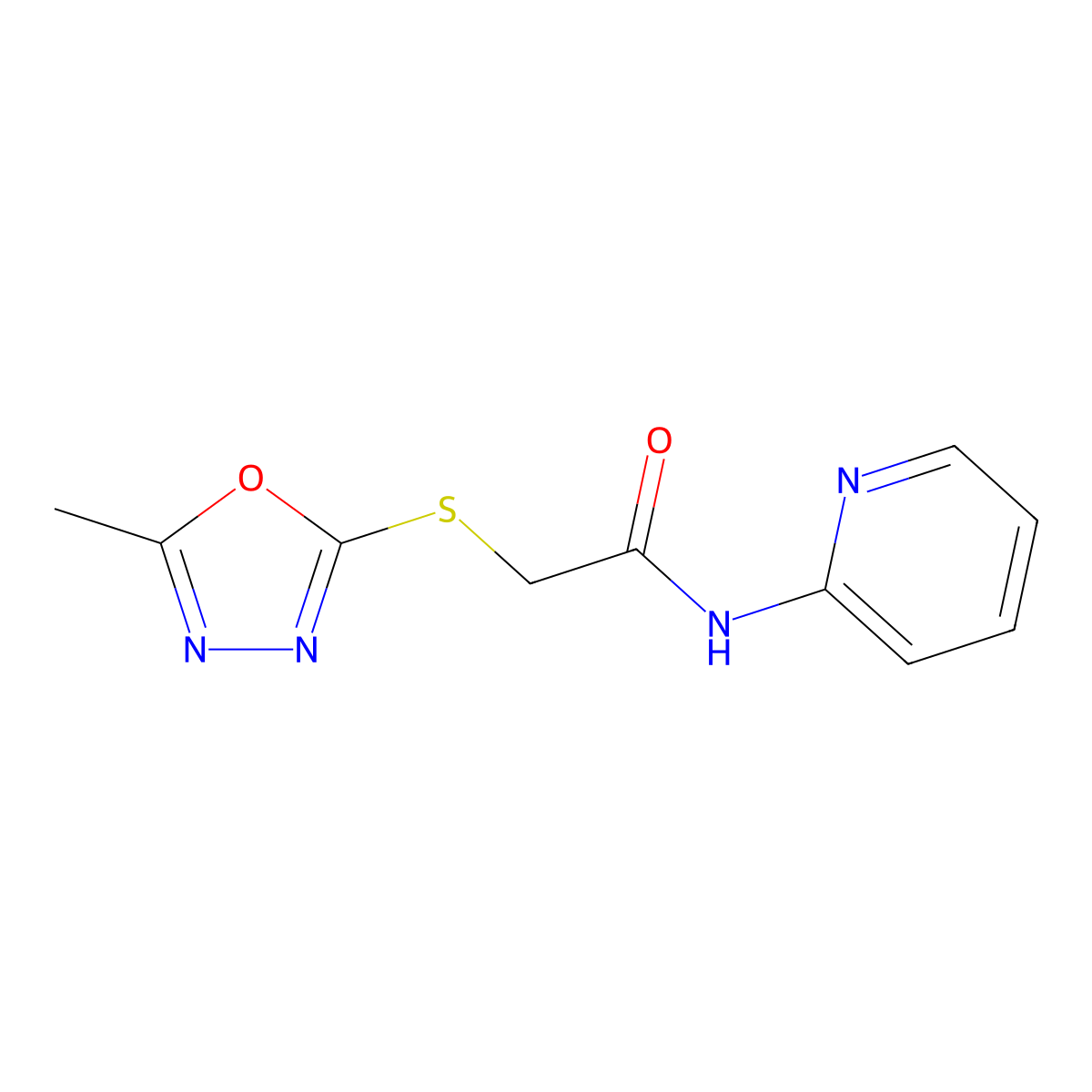 2-[(5-methyl-1,3,4-oxadiazol-2-yl)sulfanyl]-N-pyridin-2-ylacetamide molecular structure, CAS 794551-18-1