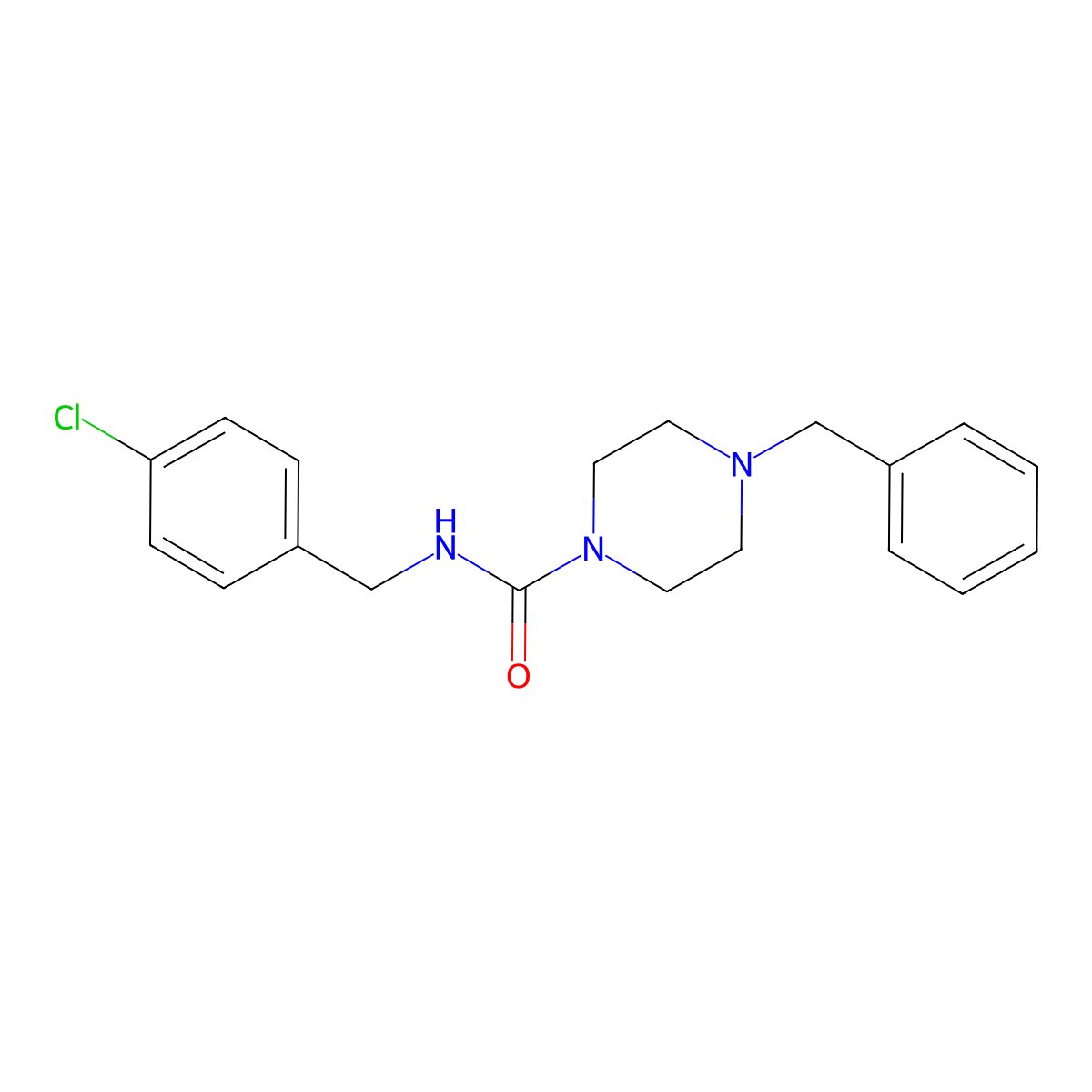 4-benzyl-N-(4-chlorobenzyl)-1-piperazinecarboxamide molecular structure, CAS 794551-59-0