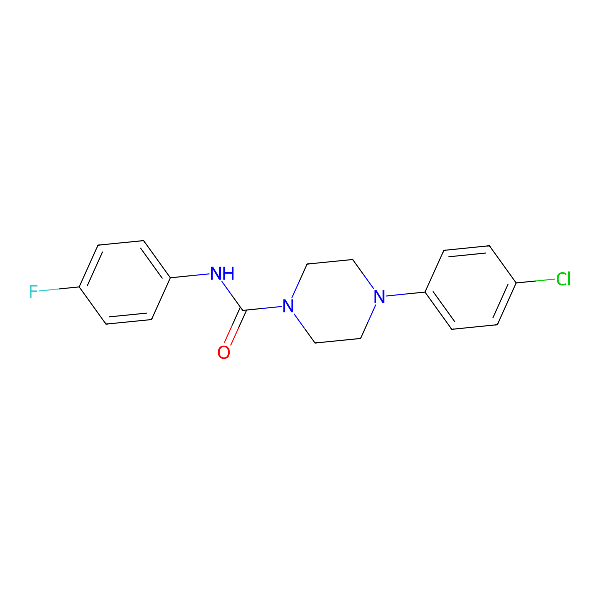 4-(4-chlorophenyl)-N-(4-fluorophenyl)piperazine-1-carboxamide molecular structure, CAS 794551-63-6