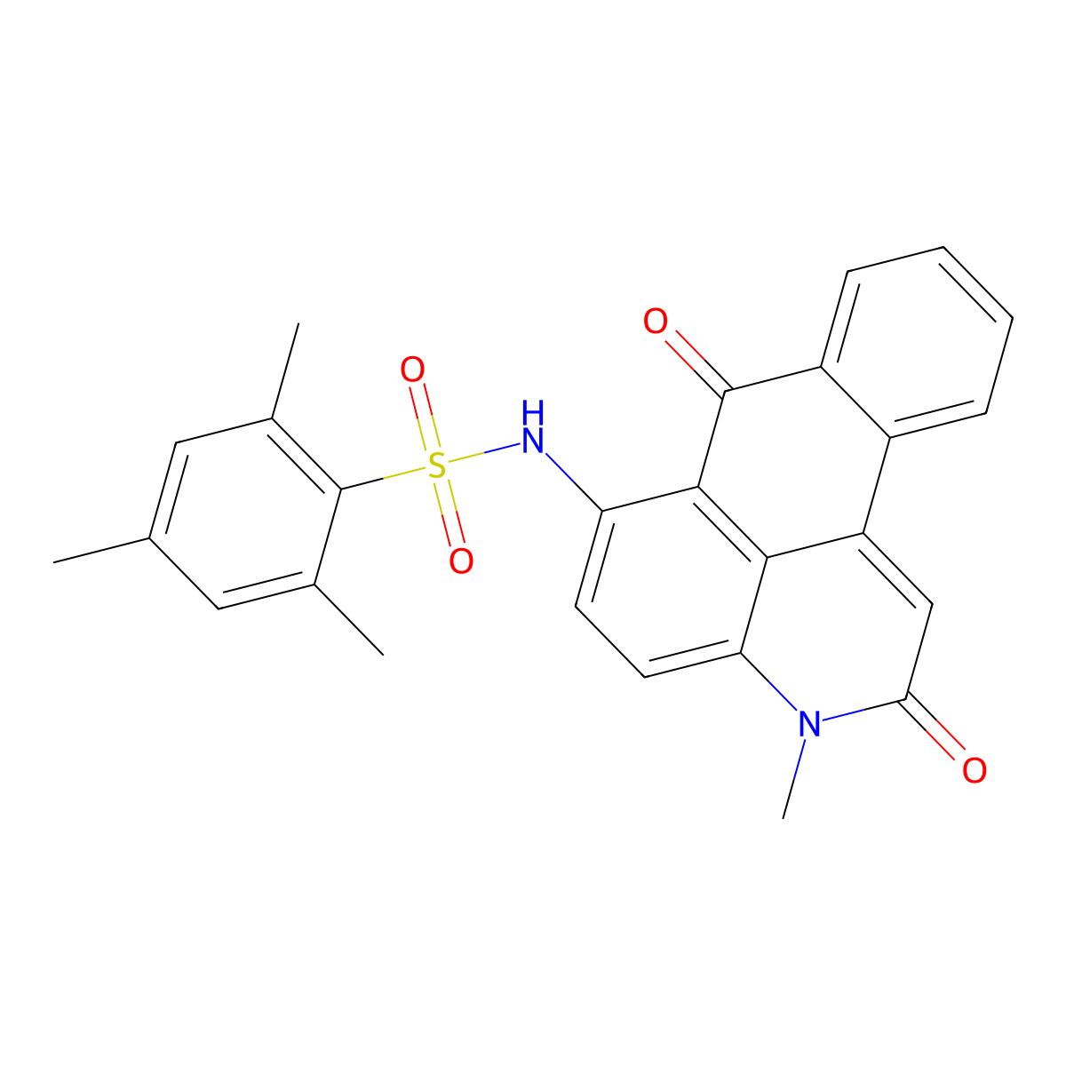 2,4,6-trimethyl-N-(3-methyl-2,7-dioxo-2,7-dihydro-3H-naphtho[1,2,3-de]quinolin-6-yl)benzenesulfonamide molecular structure, CAS 794552-28-6