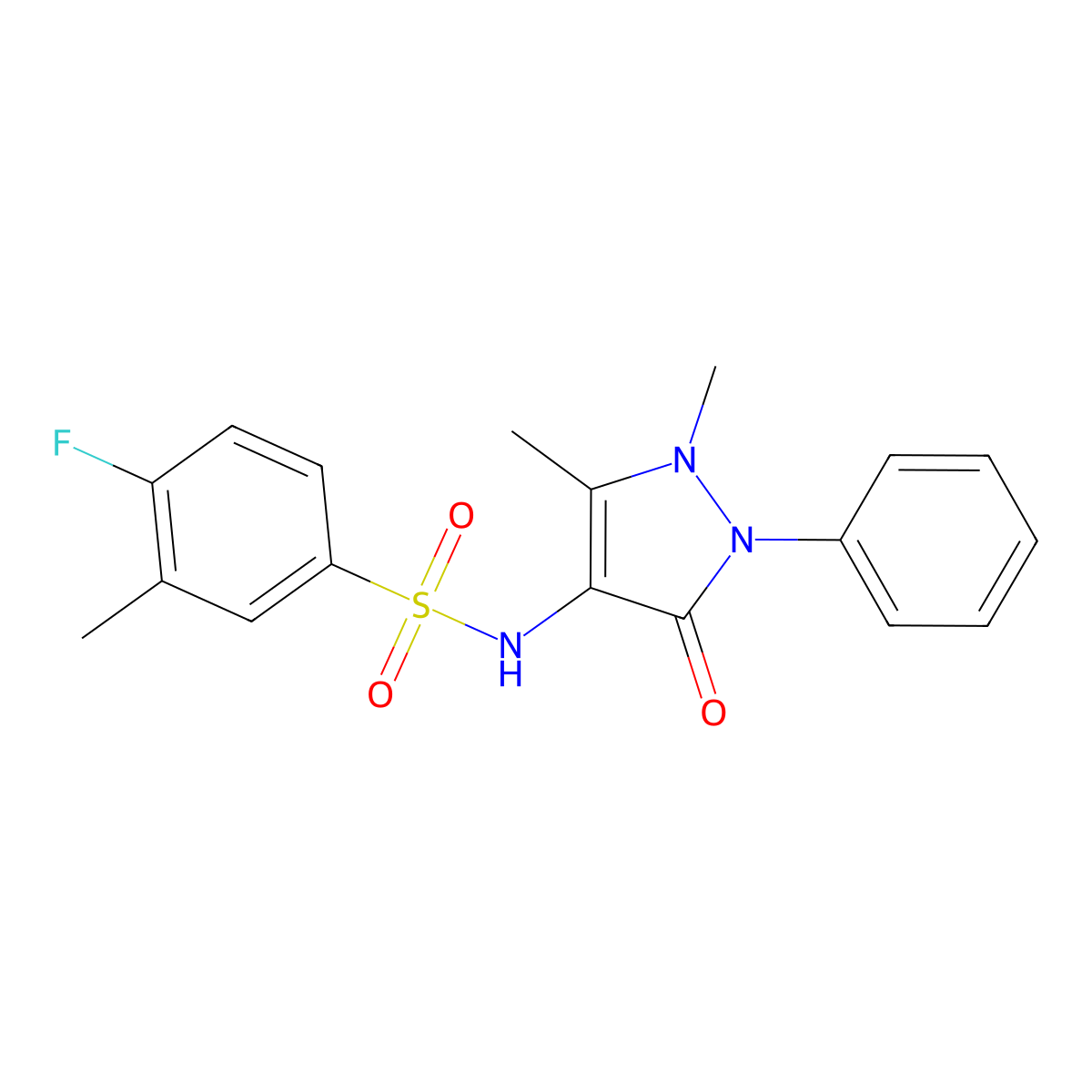 N-(1,5-dimethyl-3-oxo-2-phenyl-2,3-dihydro-1H-pyrazol-4-yl)-4-fluoro-3-methylbenzenesulfonamide molecular structure, CAS 794552-46-8