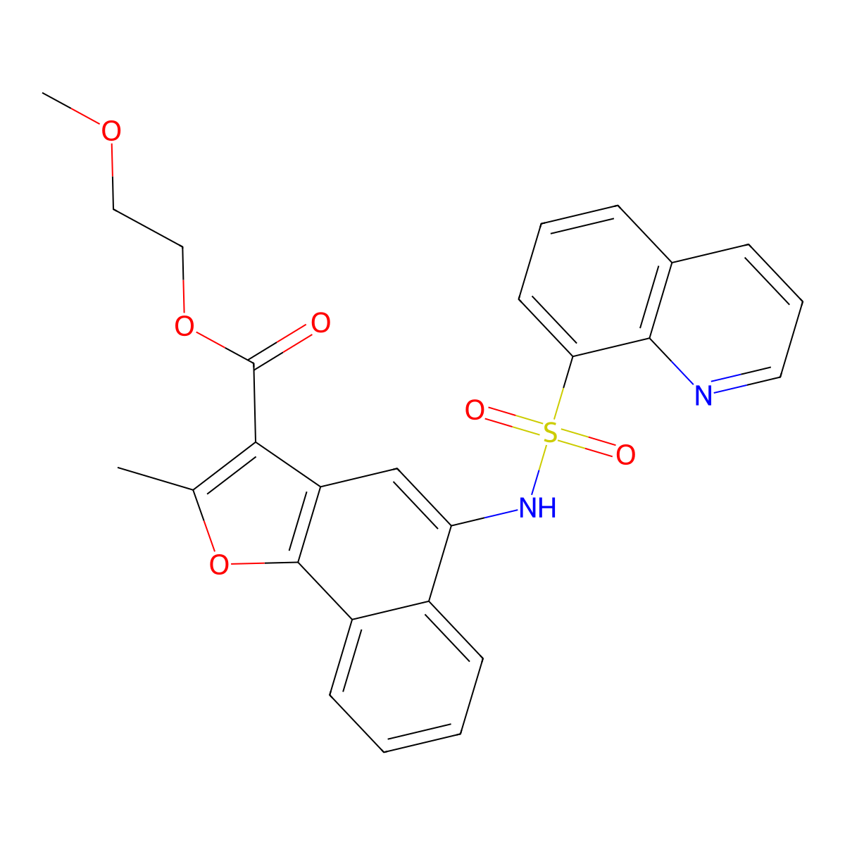 2-Methoxyethyl 2-methyl-5-[(8-quinolinylsulfonyl)amino]naphtho[1,2-b]furan-3-carboxylate molecular structure, CAS 794552-52-6
