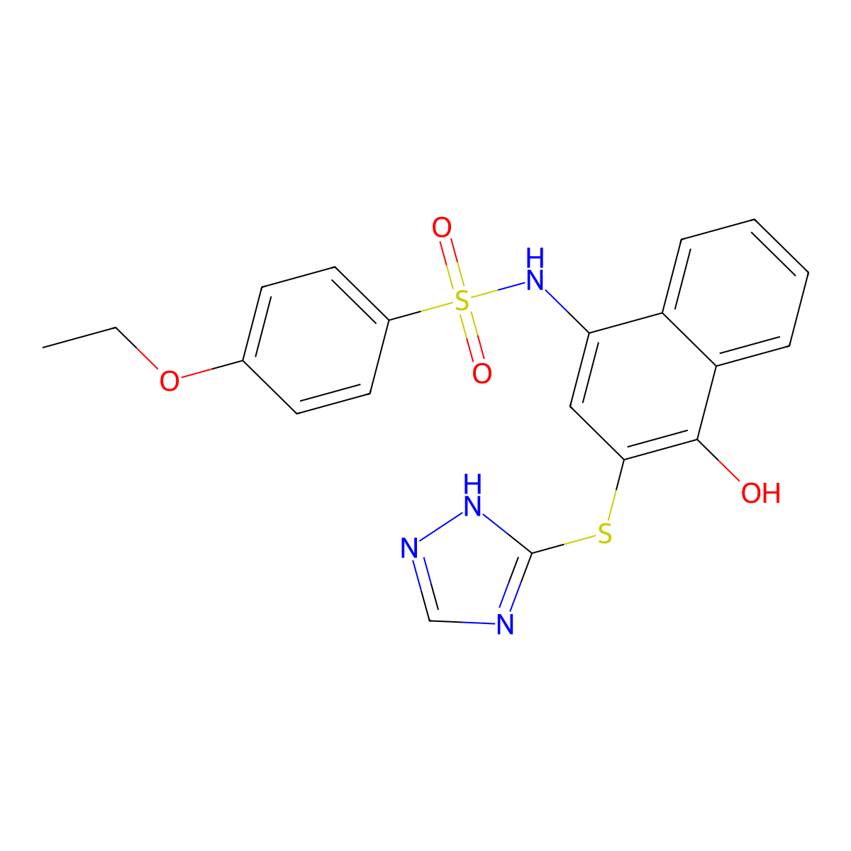 4-ethoxy-N-[4-hydroxy-3-(1H-1,2,4-triazol-5-ylsulfanyl)naphthalen-1-yl]benzenesulfonamide molecular structure, CAS 794552-62-8